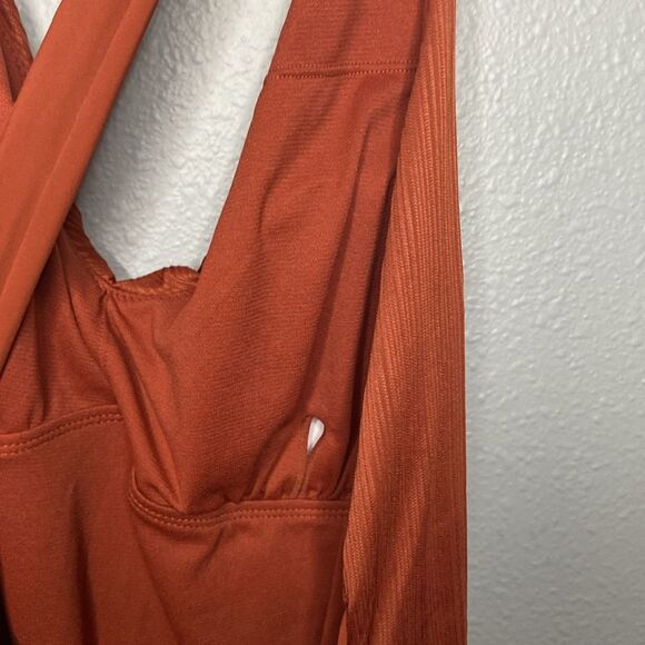 Time and Tru Women's Rusty Brick Wrap One-Piece Swimsuit with Tie Waist Size XL - Picture 6 of 8